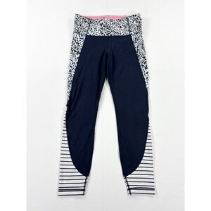 Athleta Women's S Petal Salutation 7/8 Leggings Navy Leopard Stripe High Rise